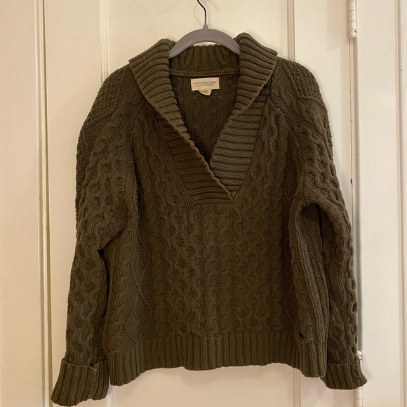 Ralph Lauren Denim & Supply cowl-neck cable knit fisherman’s sweater olive sz XL - Picture 5 of 9
